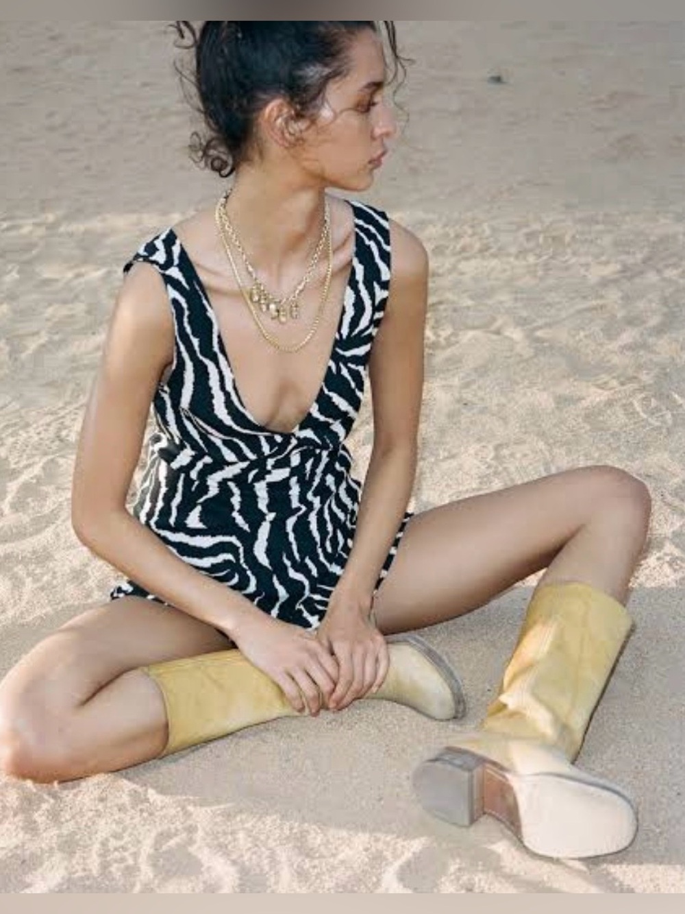 NWT Realisation Par Isabelli Mini Dress Zebra Print A-Line V-Neck EDC Dress L - Picture 4 of 12